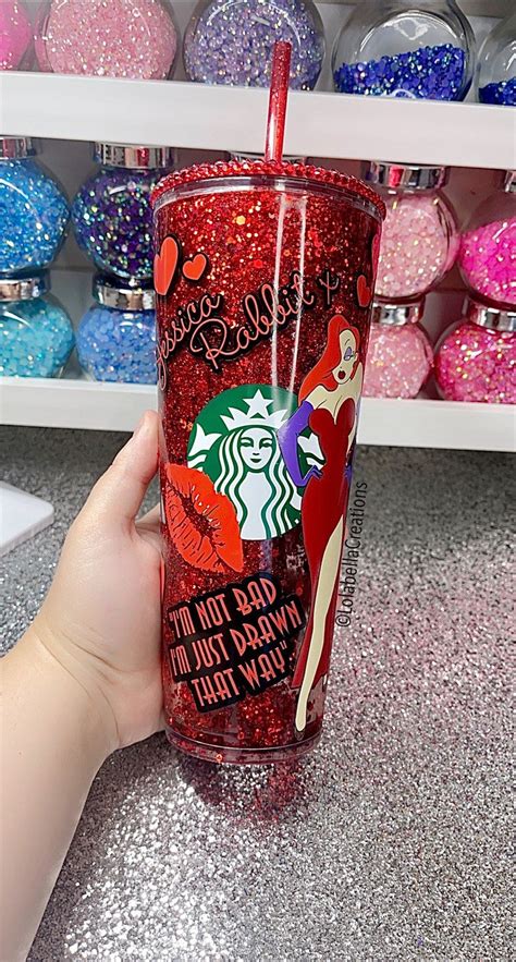 Snowglobe Glitter Starbucks Tumbler Jessica Rabbit Bling Cup
