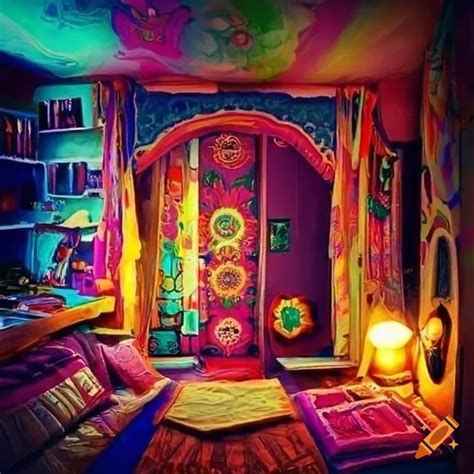 Bohemian Style Room With Vibrant Colors And Unique Decorations On Craiyon