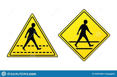 Square Crosswalk Road Sign Vector Icon In Doodle Cartoon Style With