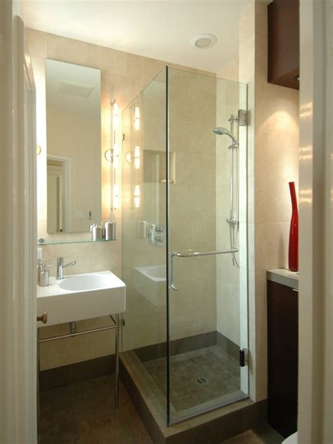 You can add small wall shelves in the corner for more storage space. Small Shower Room Decorating Ideas