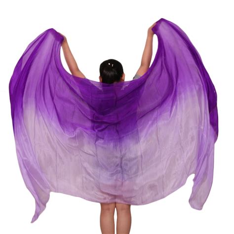 100 real silk belly dance veil 250 270 114cm gradient color purple light purple hand dye dance