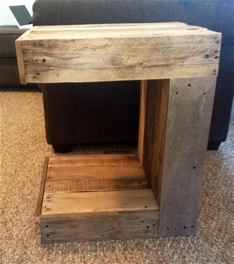 This table's curved leg and round base, both crafted from wood and finished in espresso, leave plenty of elbow room for surrounding furniture, while a glass top completes the design and gives decorative accents a weightless look as they're being displayed. 11 DIY Pallet Side Table Ideas | DIY to Make
