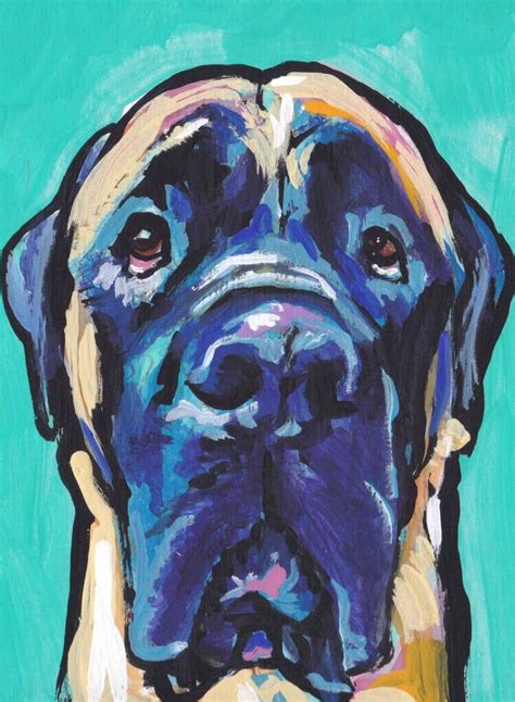 English Mastiff Portrait Art Print Modern Dog Pop Art Bright Etsy