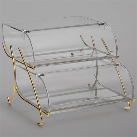 Rosseto Bk020 Clear Acrylic Two Tier Pastry Display Case With Brass
