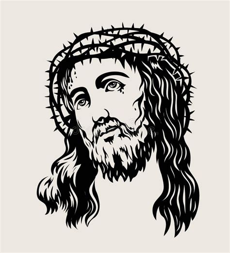 Jesus Christ Face Sketch Drawing Kunst Vectorontwerp Vector