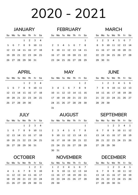 Year Long Calendar Printable Ten Free Printable Calendar 2021 2022