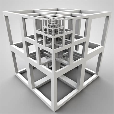 3d Illustration Of Abstract Cube Construction Stock Illustration