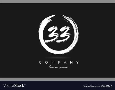 33 Number Logo Icon In Black And White Vintage Vector Image