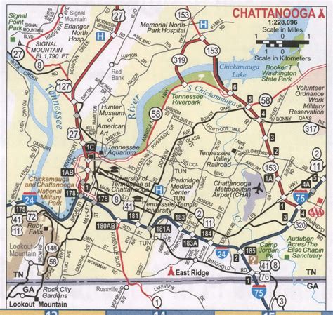 Chattanooga Tn Roads Map Highway Map Chattanooga City And Surrounding Area