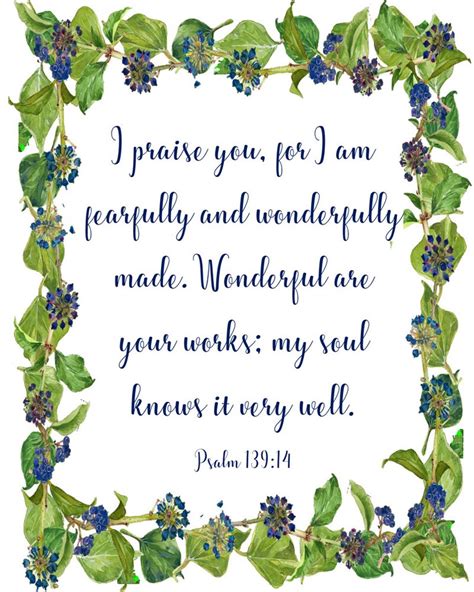 Praise You For I Am Fearfully And Wonderfully Made Psalm Etsy