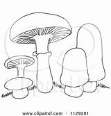 Clipart Cartoon Mushrooms Outlined Coloring Picsburg Fungus Mush Vector Illustrations Royalty Plants Rf Template Clipartof sketch template