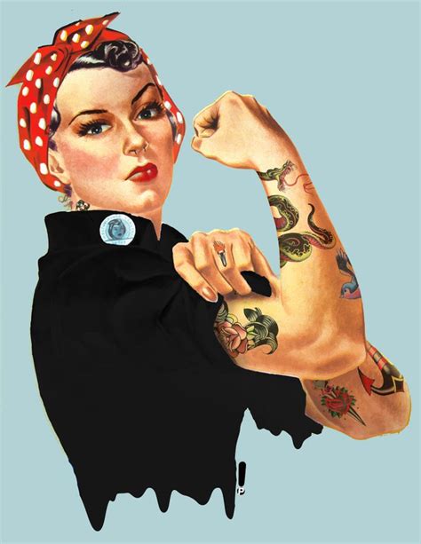 Tattooed Rosie The Riveter Framed Art Print By Pinkundaztood Vector