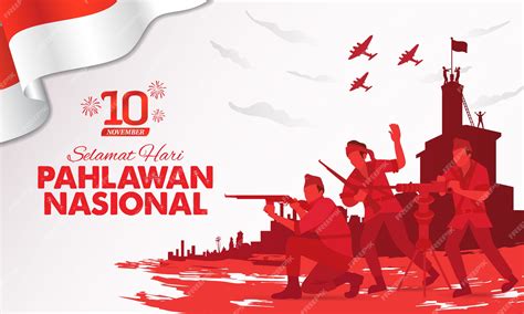 Premium Vector Selamat Hari Pahlawan Nasional Translation Happy Indonesian National Heroes