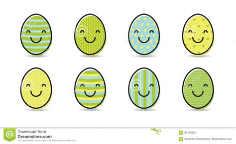 Set Of Smiley Easter Eggs Stock Vector Illustration Of Cute 89193622