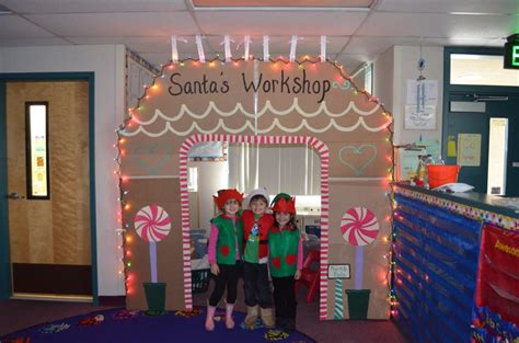 Created A Cardboard Gingerbreadsantas Workshop Front For The