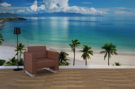 Tropical Beach Scene Photo Wallpaper Removable Wall Etsy Wall