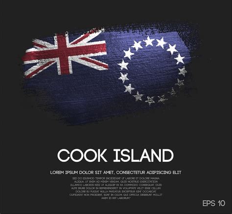 Bandeira Das Ilhas Cook Feita De Pincel Sparkle Glitter Vetor Premium