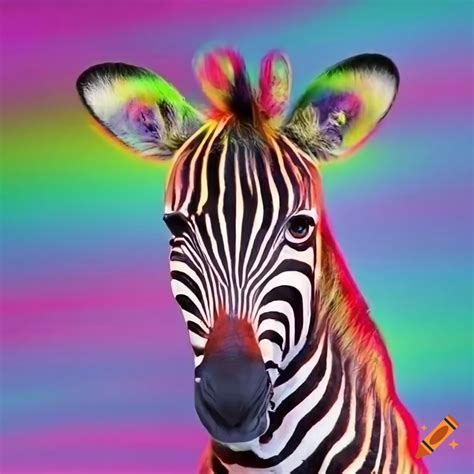 Zebra With Vibrant Rainbow Colors On Craiyon
