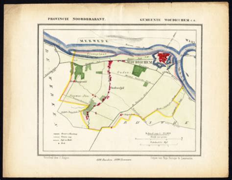 Antique Map Holland Woudrichem Noord Brabant Kuyper 1865 8718613084394