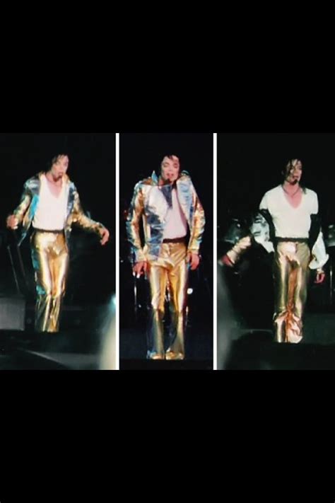 Three Pictures Of The Same Man In Gold Pants