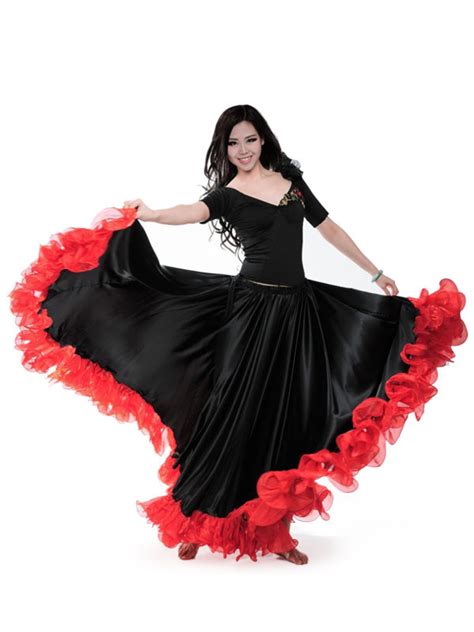 Costumes Costumes Burgundy Dance Costumes Female Flamenco Dress Billowing Mesh Adults Spanish