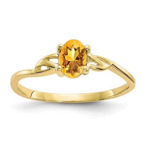 Ring Gemstone 10k Gold Genuine Citrine November Birthstone Ring