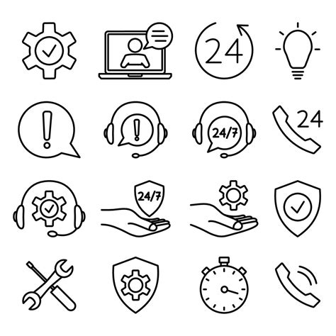 Help And Support Icon Set Online Technical Support Concept