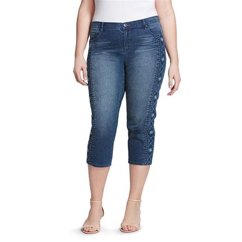 Plus Size Gloria Vanderbilt Jordyn Embroidered Capri Jeans Women S Size W Blue Lookmazing
