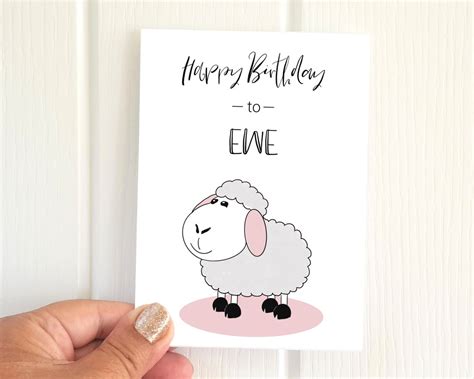 Happy Birthday To Ewe Card Sheep Greeting Card Cute Etsy