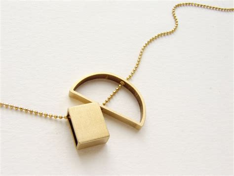 Abstract Pendant Necklace Pendant Brass Jewelry Geometric Etsy Australia