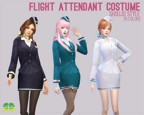 Flight Attendant Costume For The Sims 4 By Cosplay Simmer Pigtail