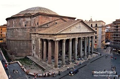 Front Side And Top View Of Roman Pantheon