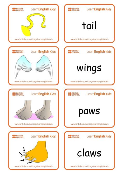 To print the lesson on the animals body parts right click on a white space and choose print. Flashcards animal-body-parts
