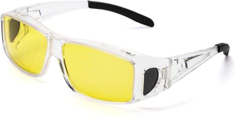 lvioe wrap around night vision glasses fit over prescription glasses with hd polarized yellow