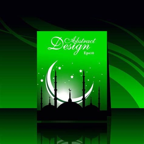 Vector Glowing Star Eid Ul Fitar And Ramadan Mubarak Green Greeting