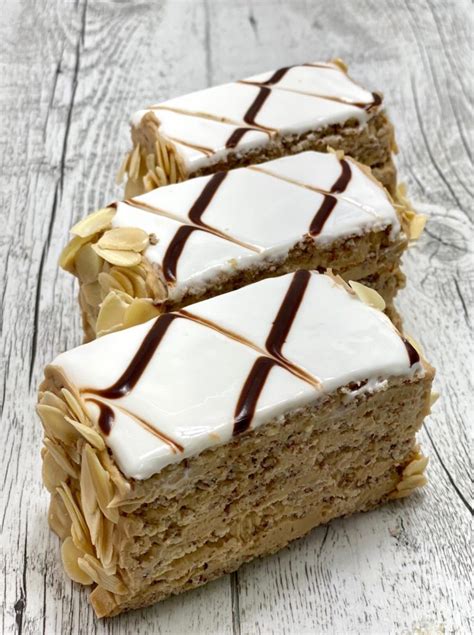 Drop by teaspoonfuls onto aluminum foil covered cookie sheets. ESTERHAZY SLICE - King of Cakes