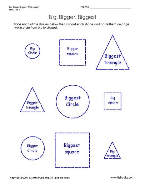 Big Bigger Biggest Worksheet For Kindergarten 2nd Grade Lesson Planet