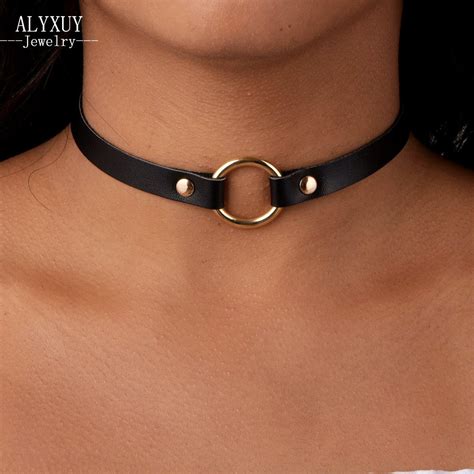 Fashion Jewelry Black Leather Round Choker Necklace N In Choker Necklaces From Jewelry