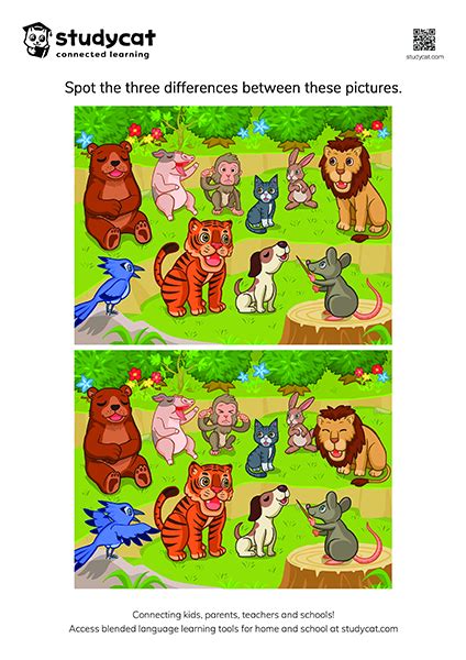 Spot The Difference Animals Activity Printable Pdf