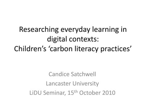 Ppt Researching Everyday Learning In Digital Contexts Childrens