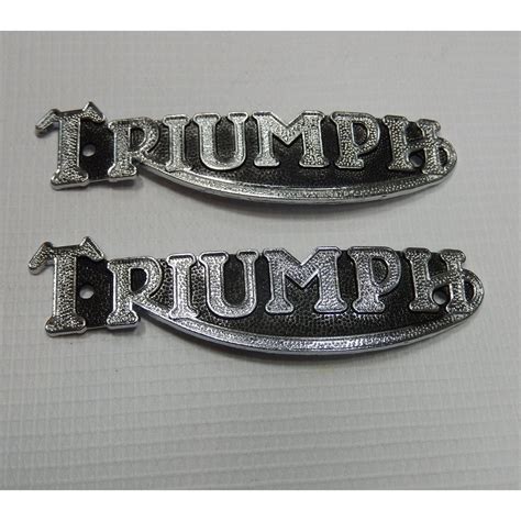 Triumph Tank Badges Pair Chrome With Black Background Oem No 82 1283