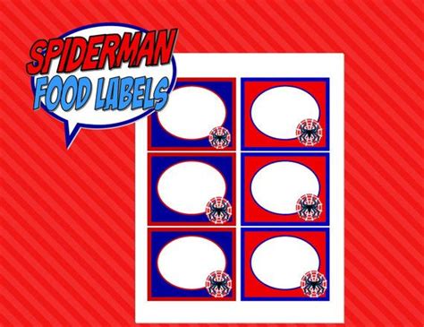 SPIDERMAN Party Spiderman Food Labels Favor by KROWNKREATIONS, $2.00