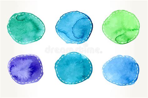 Green Dashed Watercolor Circles Stock Vector Illustration Of Design