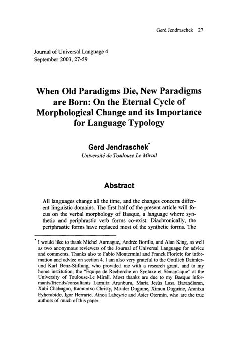 Pdf When Old Paradigms Die New Paradigms Are Born On The Eternal