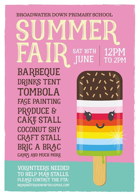 Pta Poster For Broadwater Down Primary School Summer Fair 2018 By
