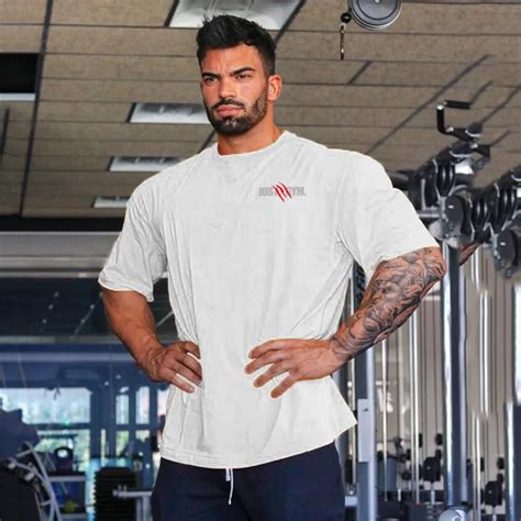 oversized men s tshirt summer mens gym bodybuilding fitness loose sports t shirt plus size man