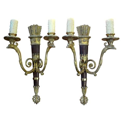 Neoclassical Style Brass Pair Of Sconces France 1950 For Sale At 1stdibs