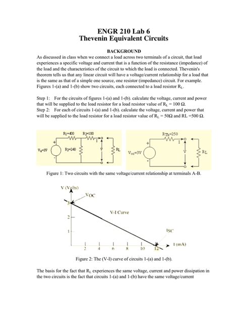 Engr 210 Lab 6 Thevenin Equivalent Circuits