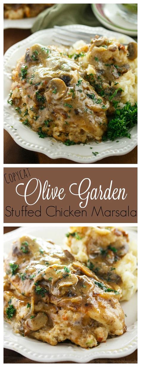 This copycat version of olive this dish takes two pans to make the entire thing for your family. Copycat Olive Garden Stuffed Chicken Marsala: Make this ...