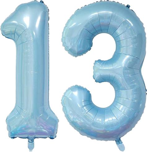 40 Inch Light Blue 13 Number Balloons Jumbo Large Number 13